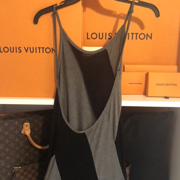 Black & Grey Women’s Dress Vertical Design Small Slim Tall Fit, Open Back - Picture 5 of 6